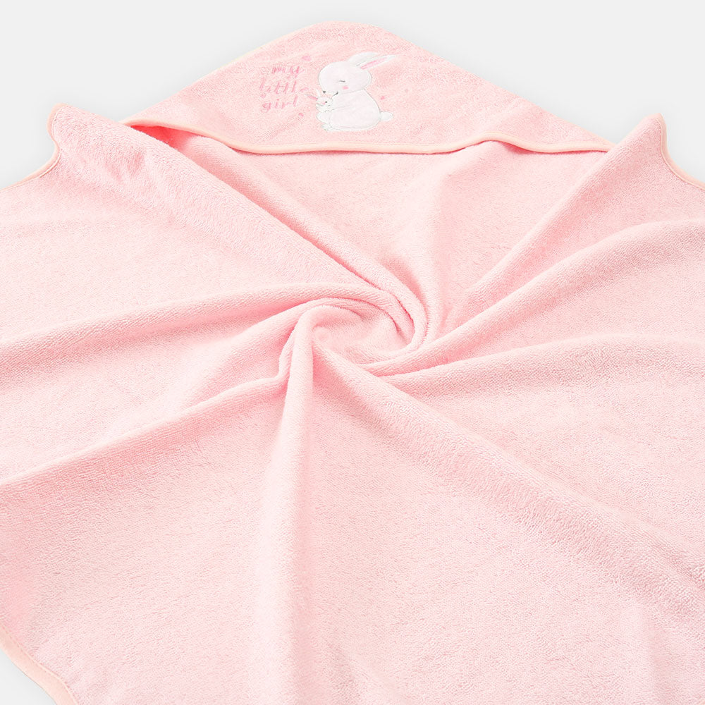 BATH TOWEL PINK BUNNY HOODED