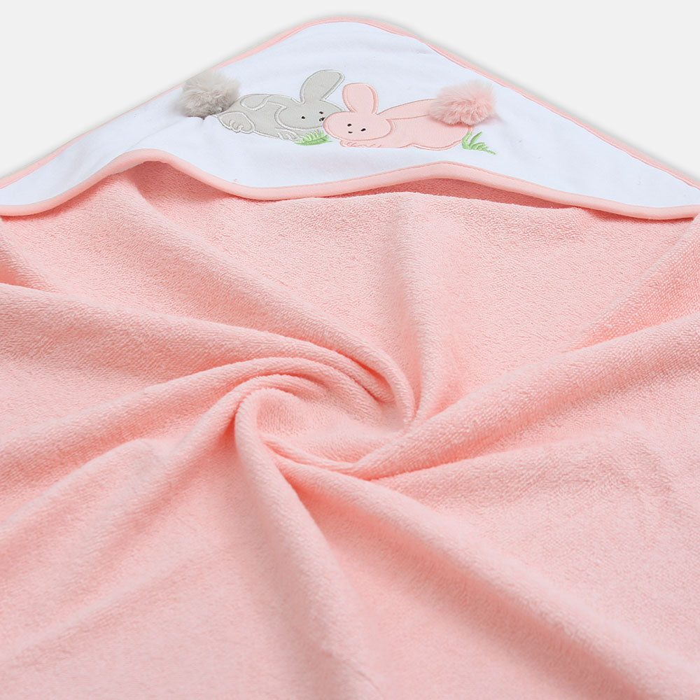 BATH TOWEL PINK BUNNY HOODED