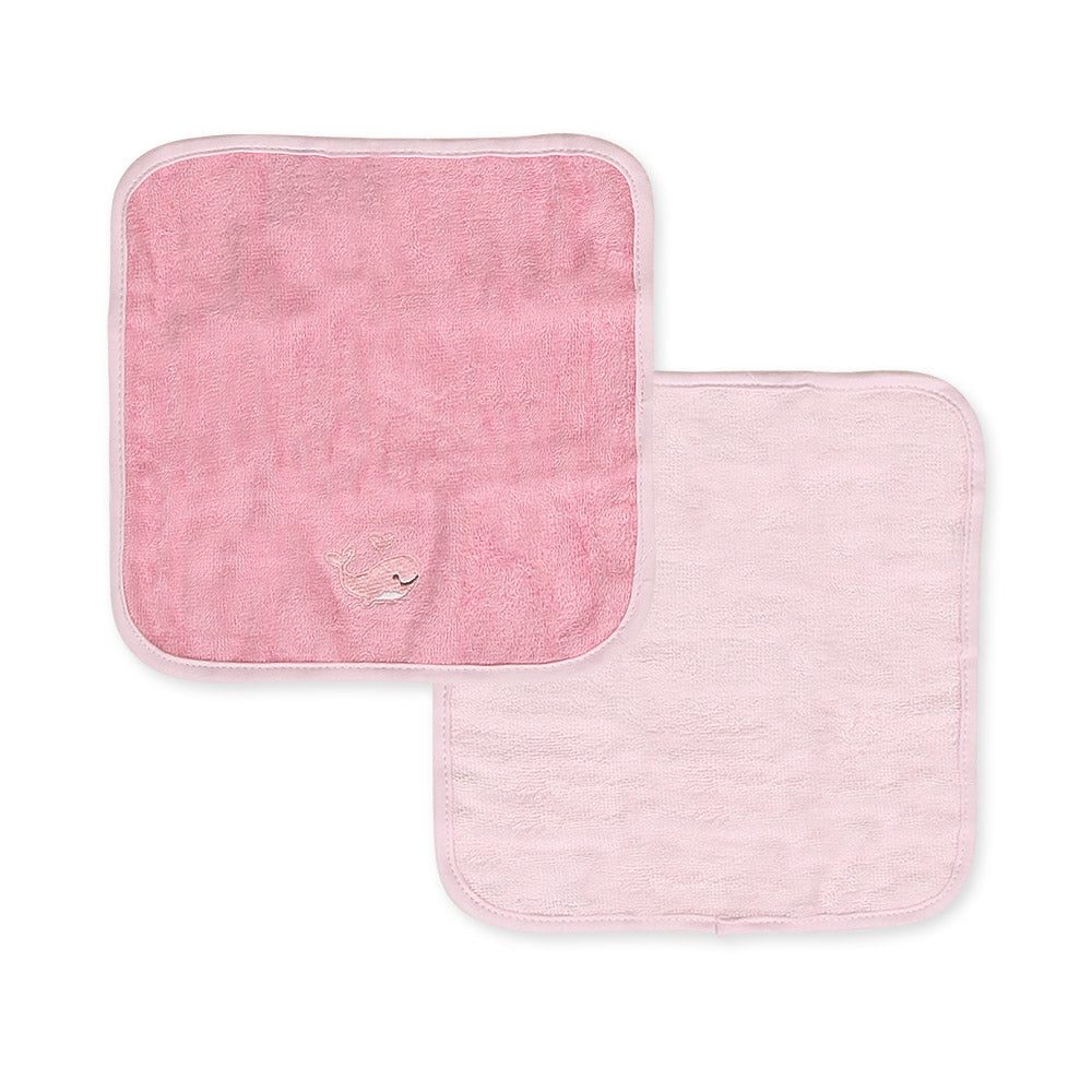 BATH TOWEL & FACE TOWEL PK-4 BABY PINK LOVE MOMMY WHALES