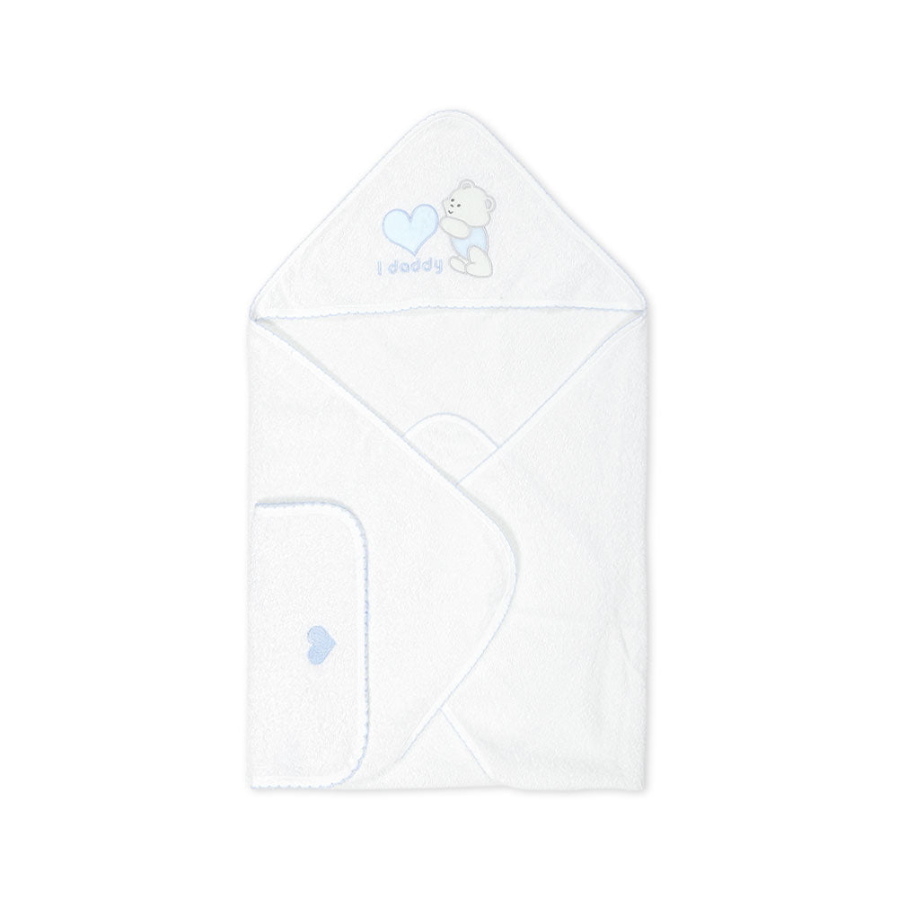 BATH TOWEL BLUE LOVE DADDY HOODED