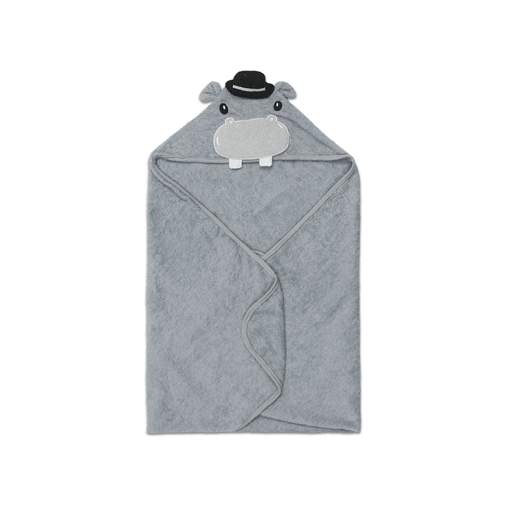 BATH TOWEL GREY MR. HIPPO HOODED