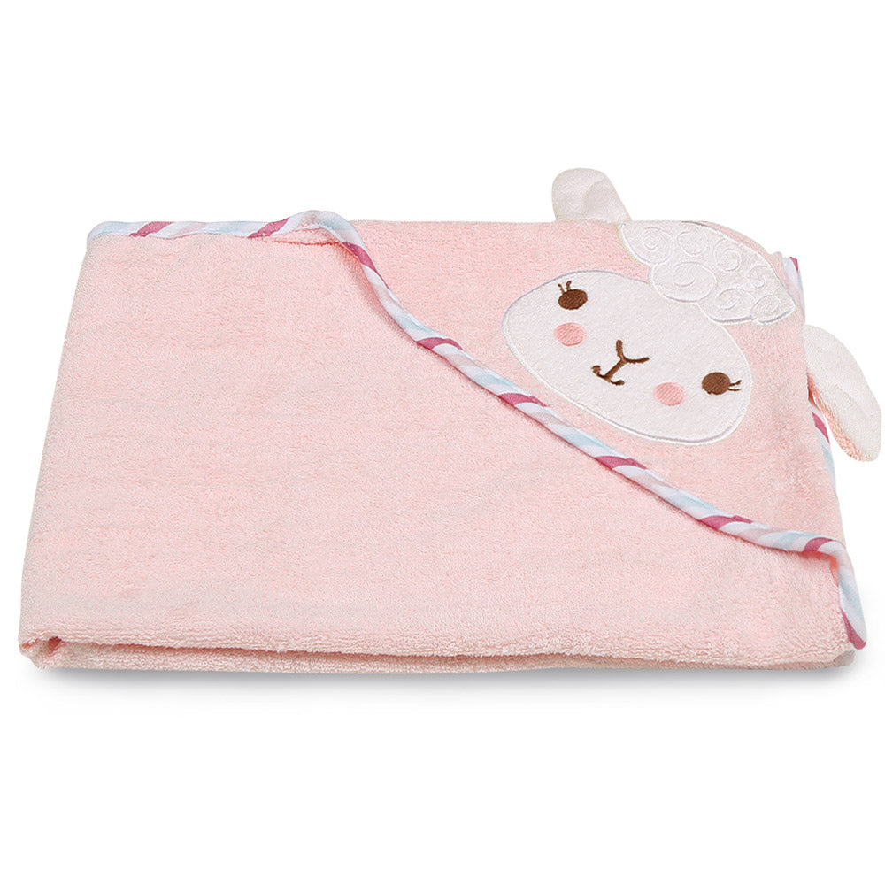 BATH TOWEL ANIMAL PINK HAPPY LLAMA HOODED