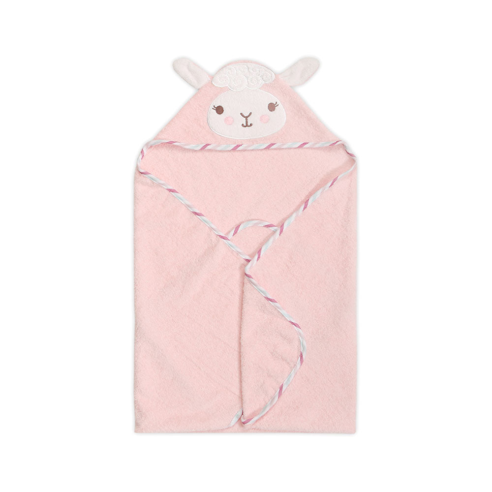 BATH TOWEL ANIMAL PINK HAPPY LLAMA HOODED