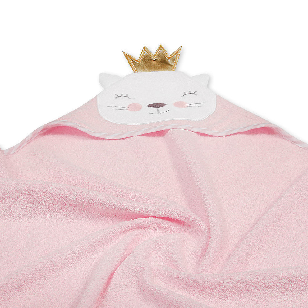 BATH TOWEL ANIMAL PINK PRINCESSES KITTY HOODED