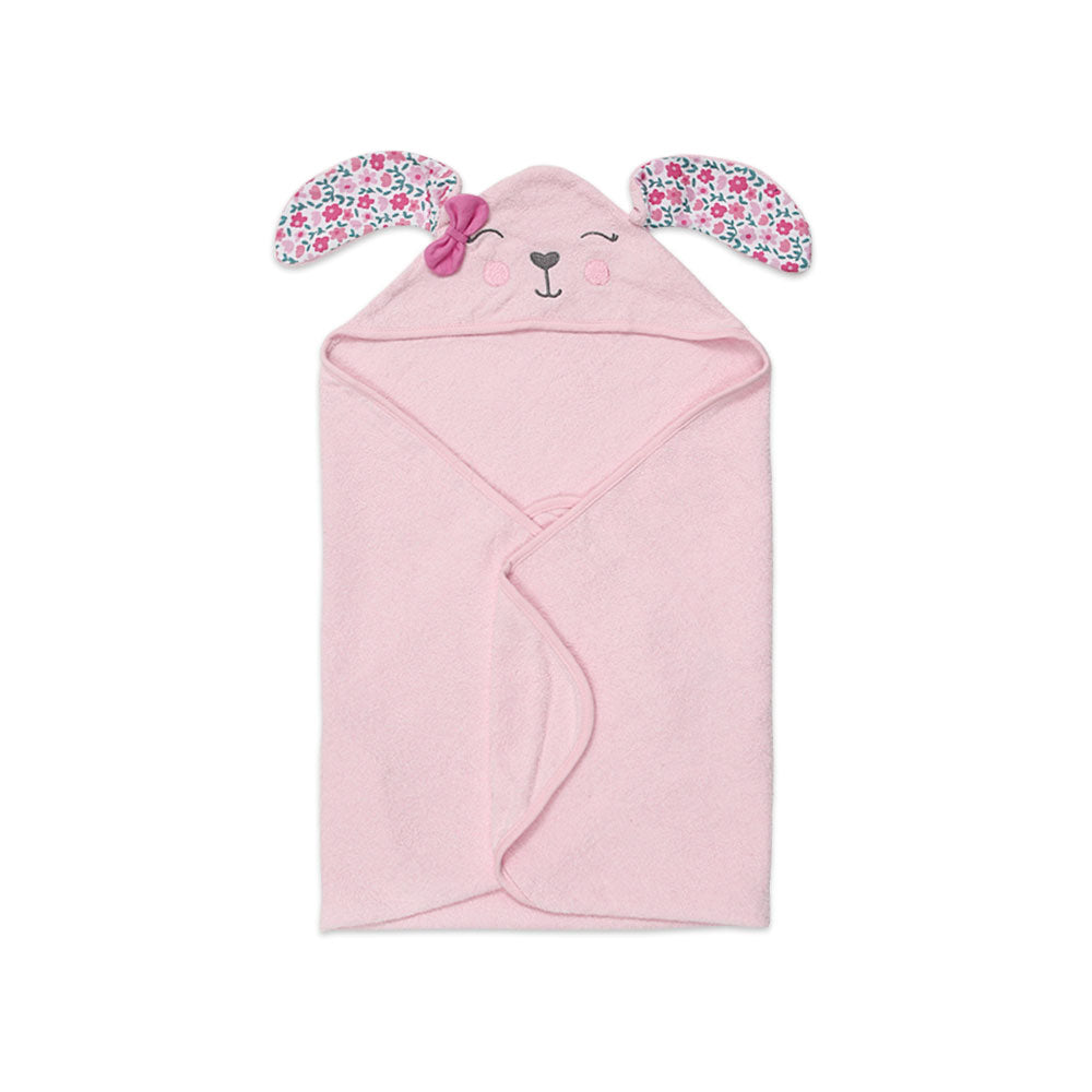 BATH TOWEL ANIMAL HOODED PINK