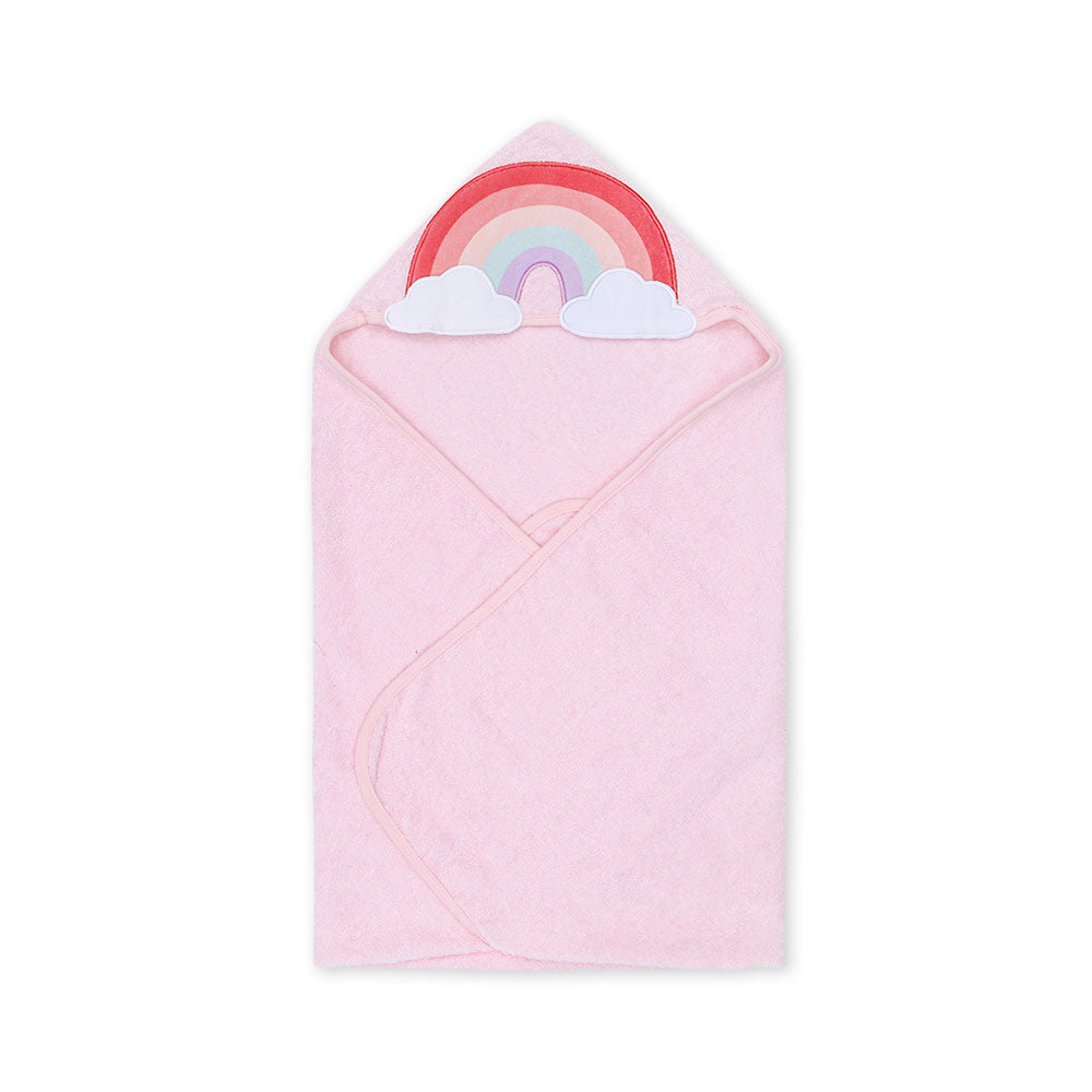 BATH TOWEL PINK RAINBOW HOODED