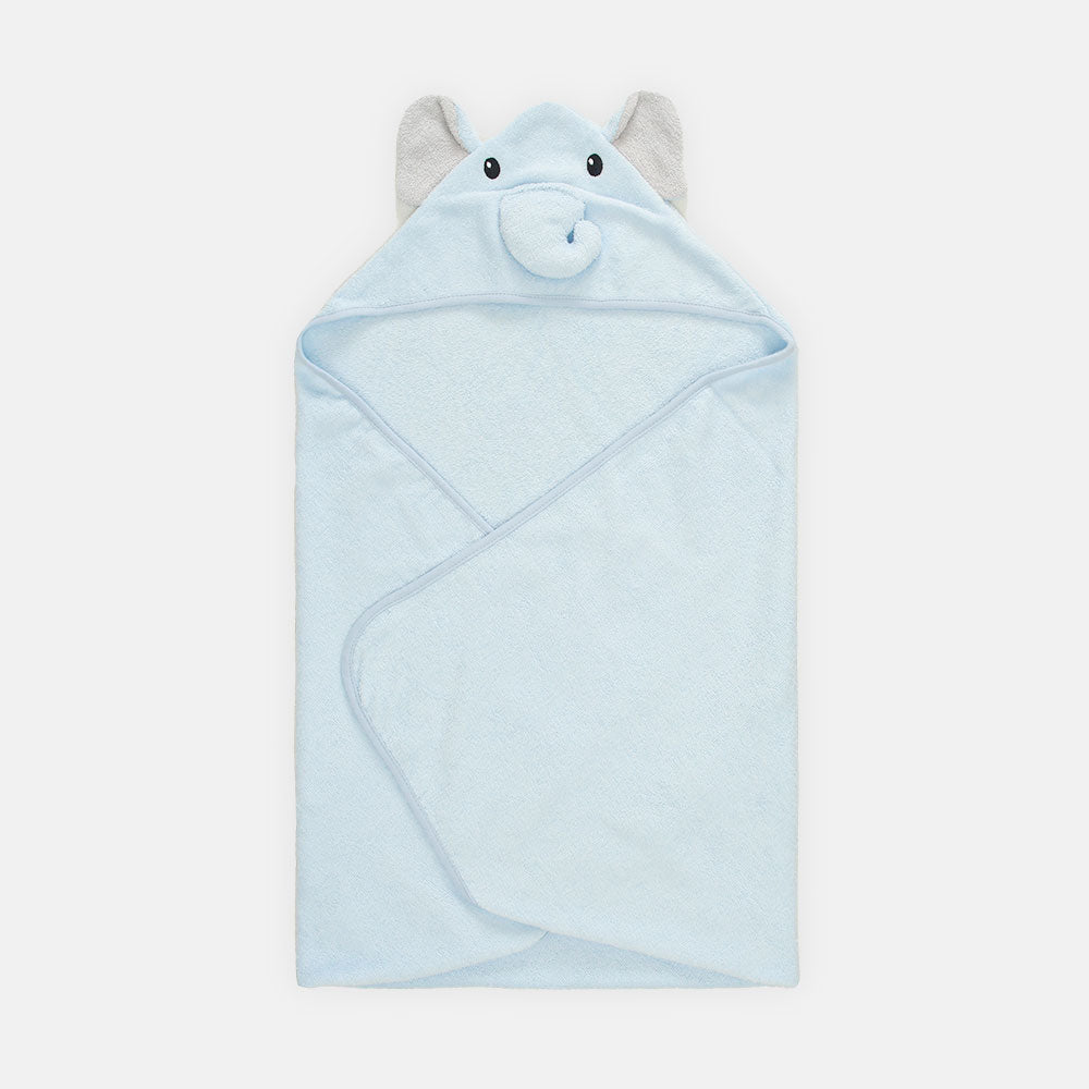 BATH TOWEL SKY BLUE ELEPHANT HOODED