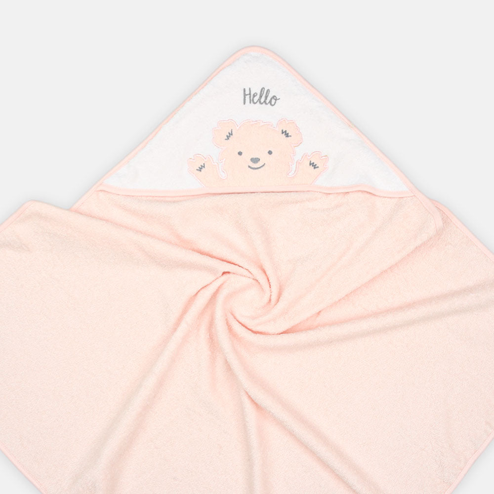 BATH TOWEL WITH FACE TOWEL PEACH HELLO