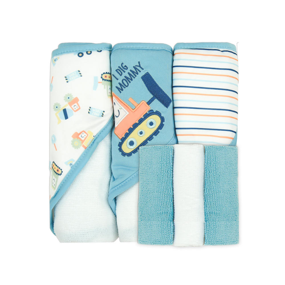 BATH TOWEL PK-3 & FACE TOWEL PK-3 GREEN & WHITE