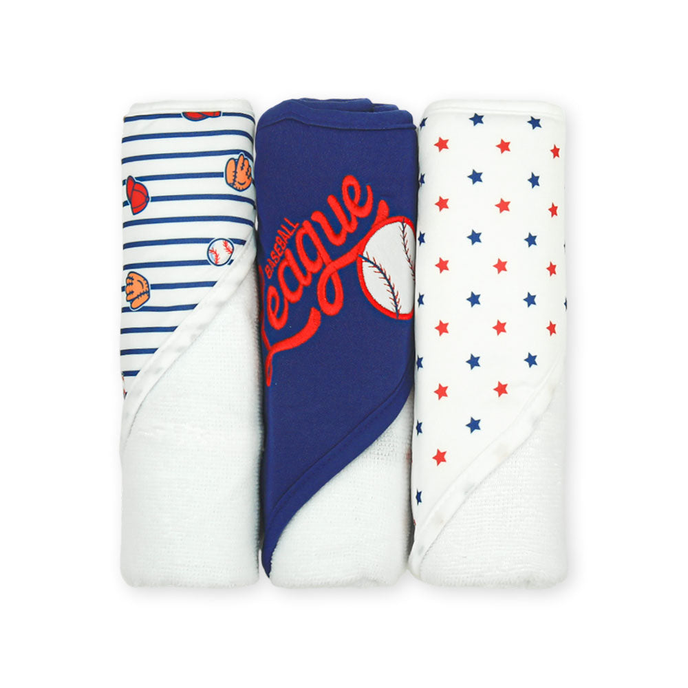 BATH TOWEL PK-3 & FACE TOWEL PK-3 BASEBALL LEAGUE