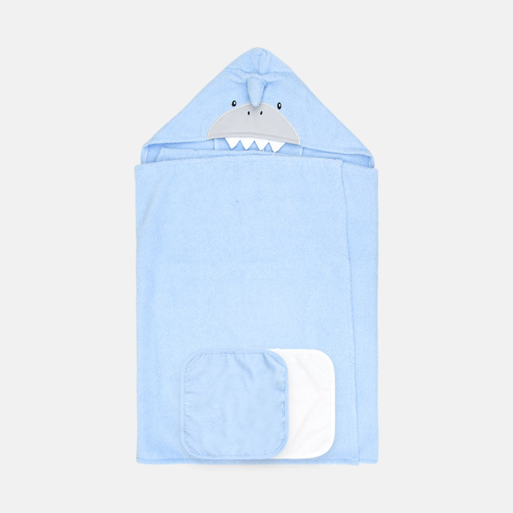 BATH TOWEL WTTH 3 FACE TOWEL SHARK BLUE