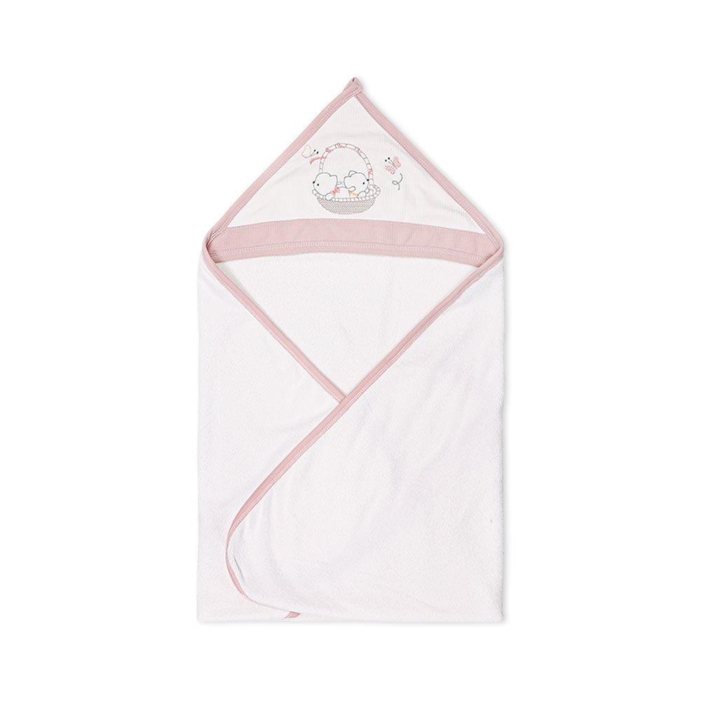 BATH TOWEL SEA PINK KITTIES HOODED