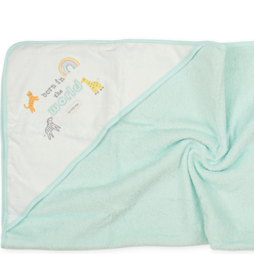 BATH TOWEL & 4 FACE TOWELS ZOO EMBROIDERED PASTEL