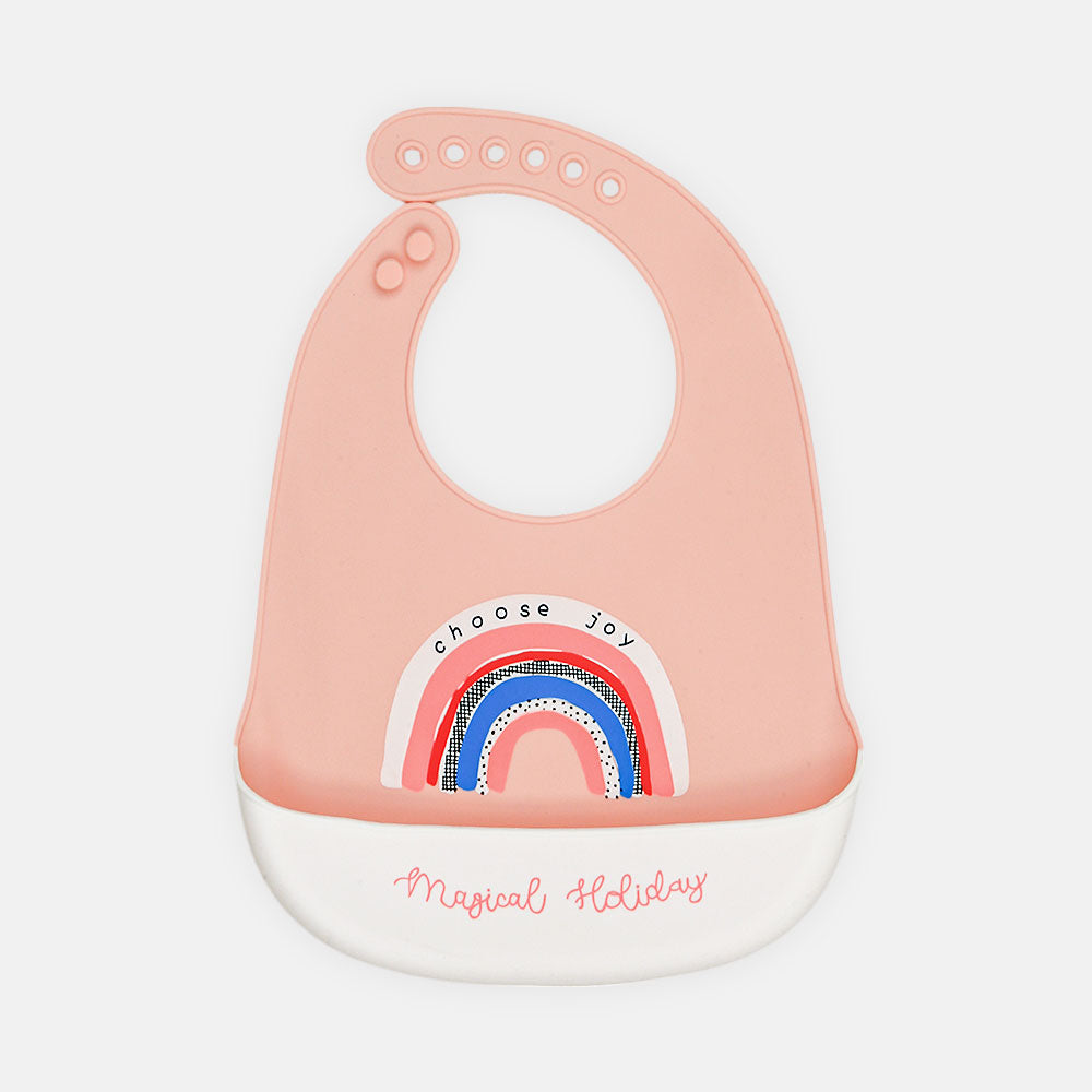 SILICONE BIB PEACH RAINBOW