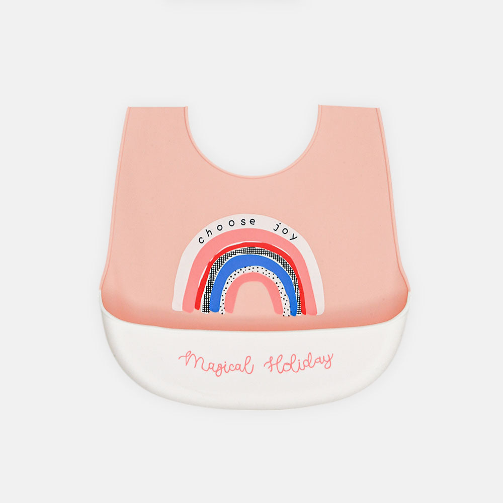 SILICONE BIB PEACH RAINBOW