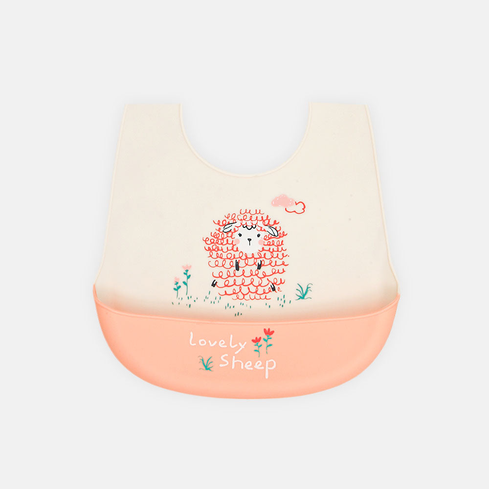 SILICONE BIB PEACH FOOD CATCHER