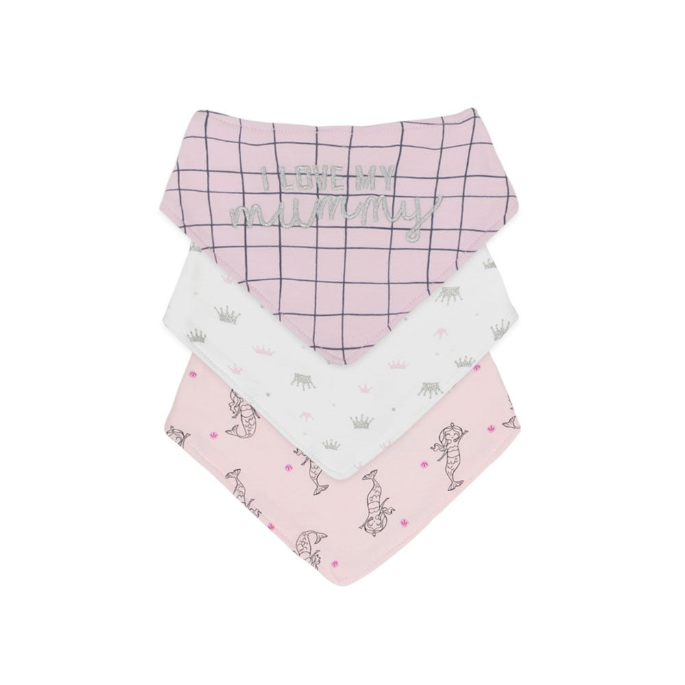 BABY PINK GLITTERY MERMAID GIRL BANDANA BIBS PK-3
