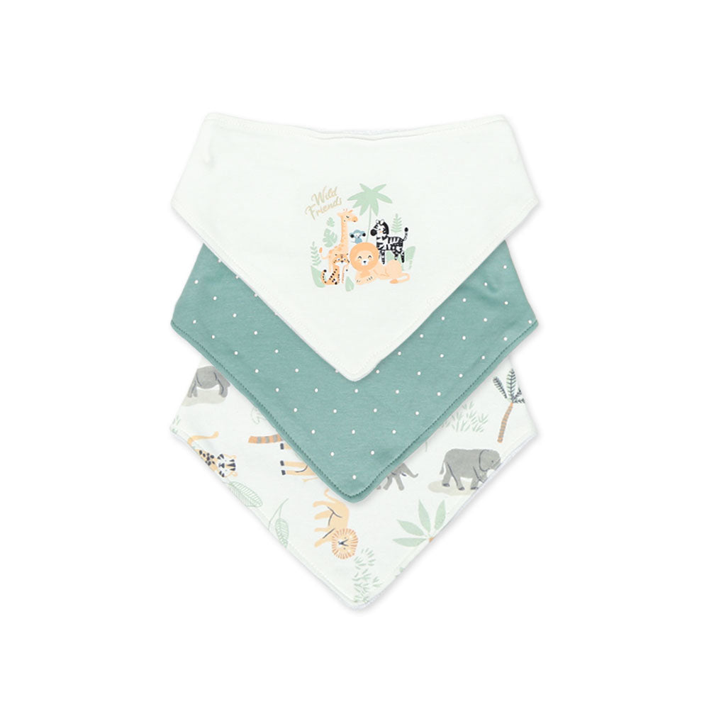 BIBS BANDANA PK-3 GREEN ANIMAL KINGDOM
