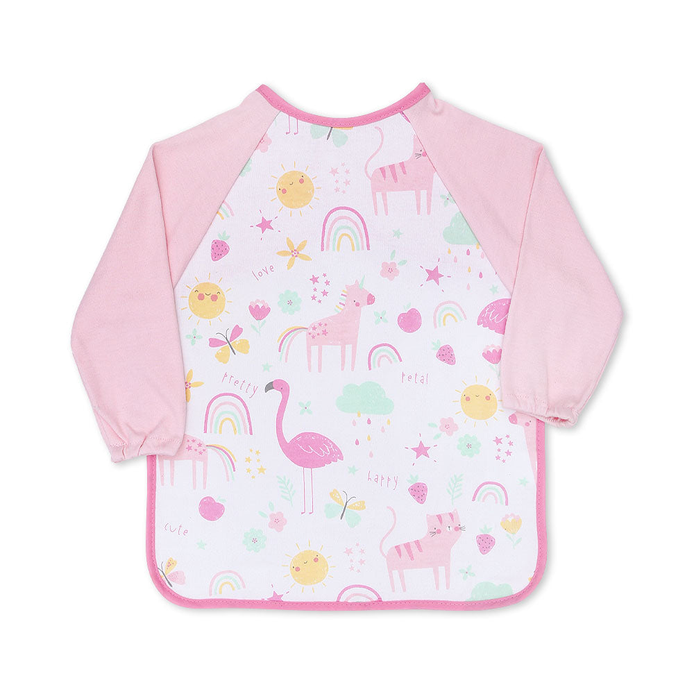 BIB COVER-ALL PINK HAPPY RAINBOW