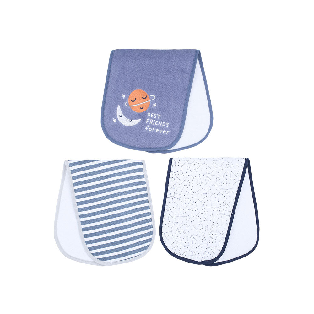 BURP CLOTH PK-3 BLUE BEST FRIEND FOREVER BOY