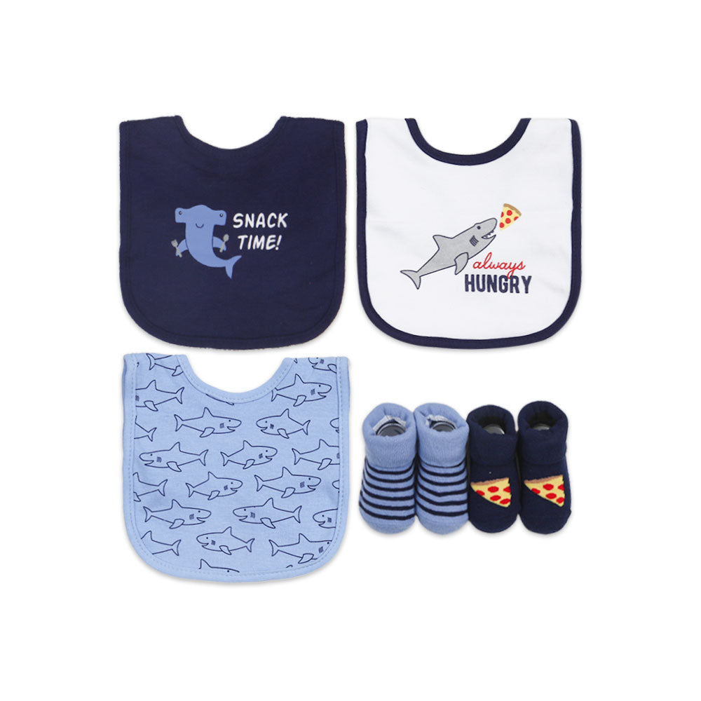 BIBS PK-3 & BOOTIES PK-2 SET MULTI-COLOR SNACK TIME