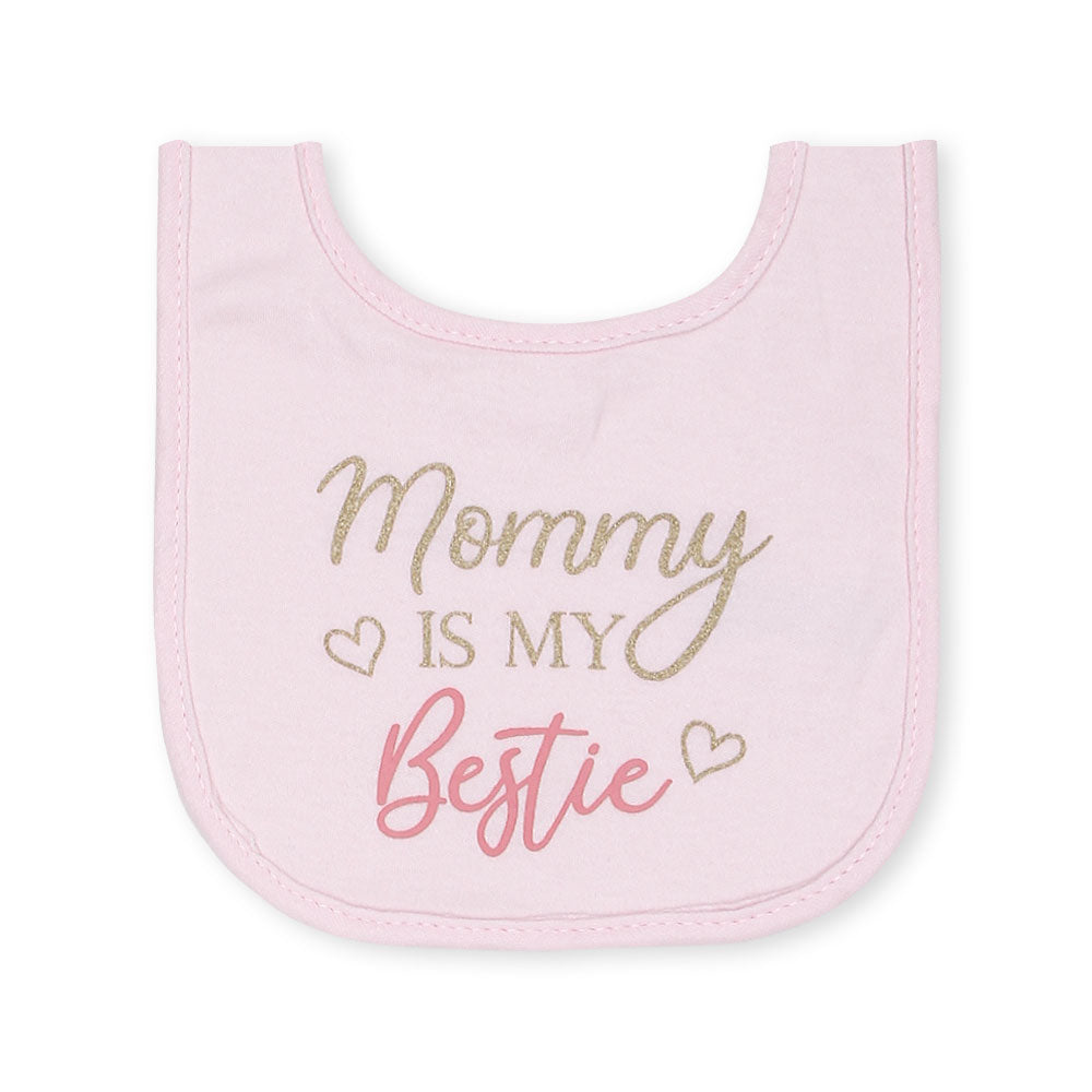 BIBS PK-3 & 2 BOOTIES PINK MOMMY BESTIE
