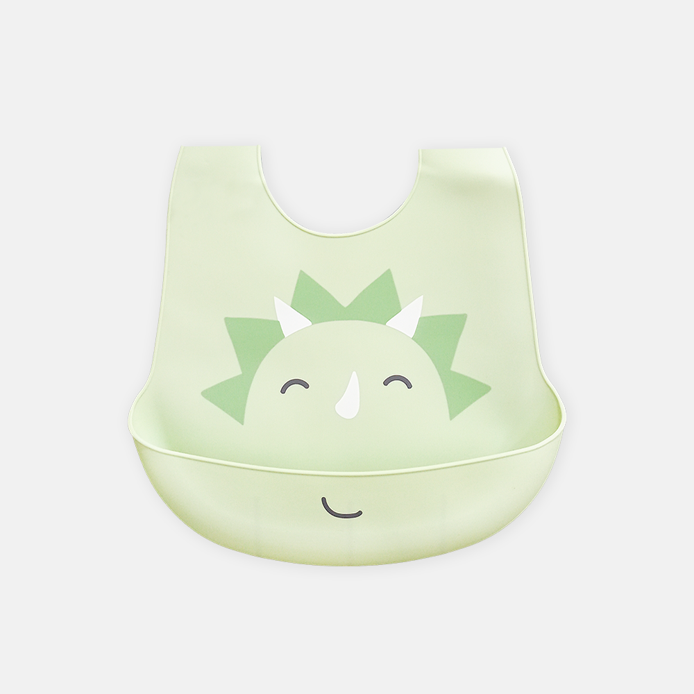 SILICONE BIB DINO GREEN