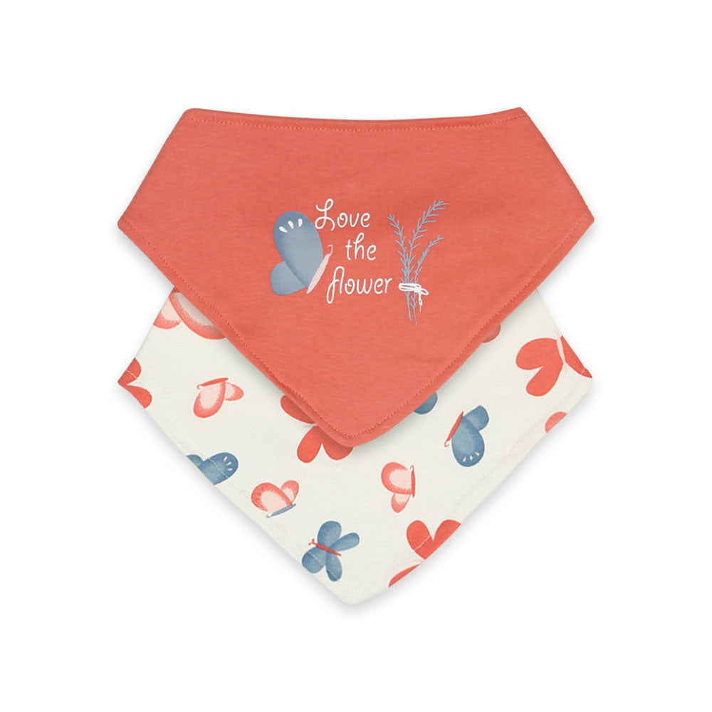 BIBS GIRL BANDANA PK-2 CORAL BUTTERFLIES