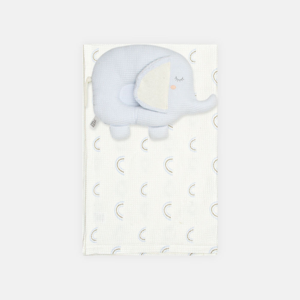 PILLOW W/WRAPING SHEET BLUE ELEPHANT