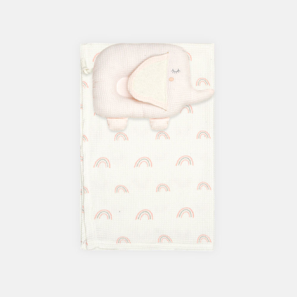 PILLOW W/WRAPING SHEET PINK ELEPHANT