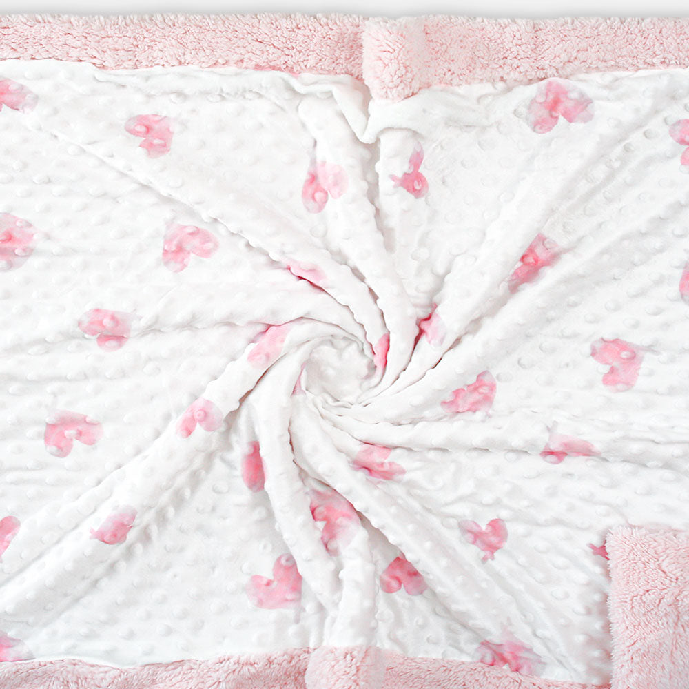 BLANKET PINK & WHITE HEART