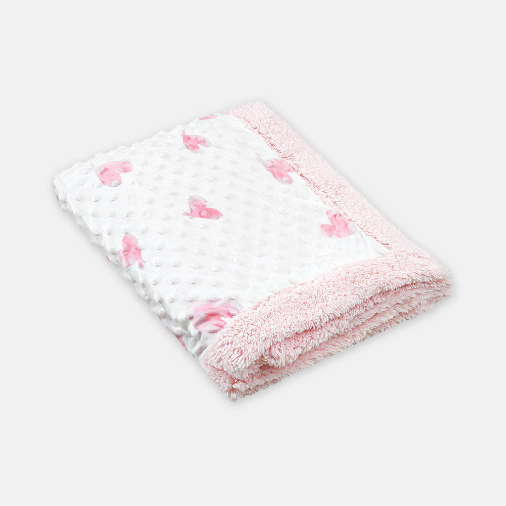 BLANKET PINK & WHITE HEART