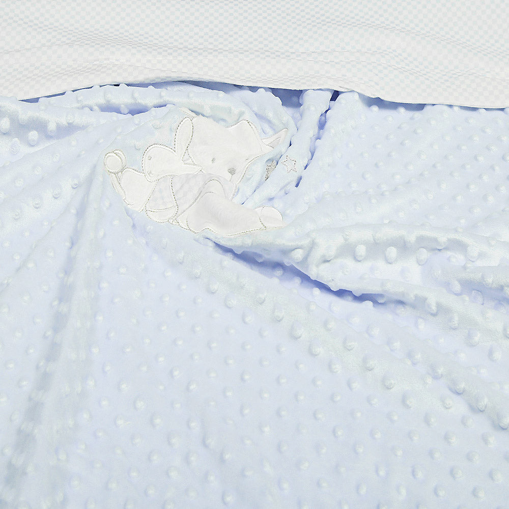 BLANKET BLUE MINKY TEDDY & BUNNY