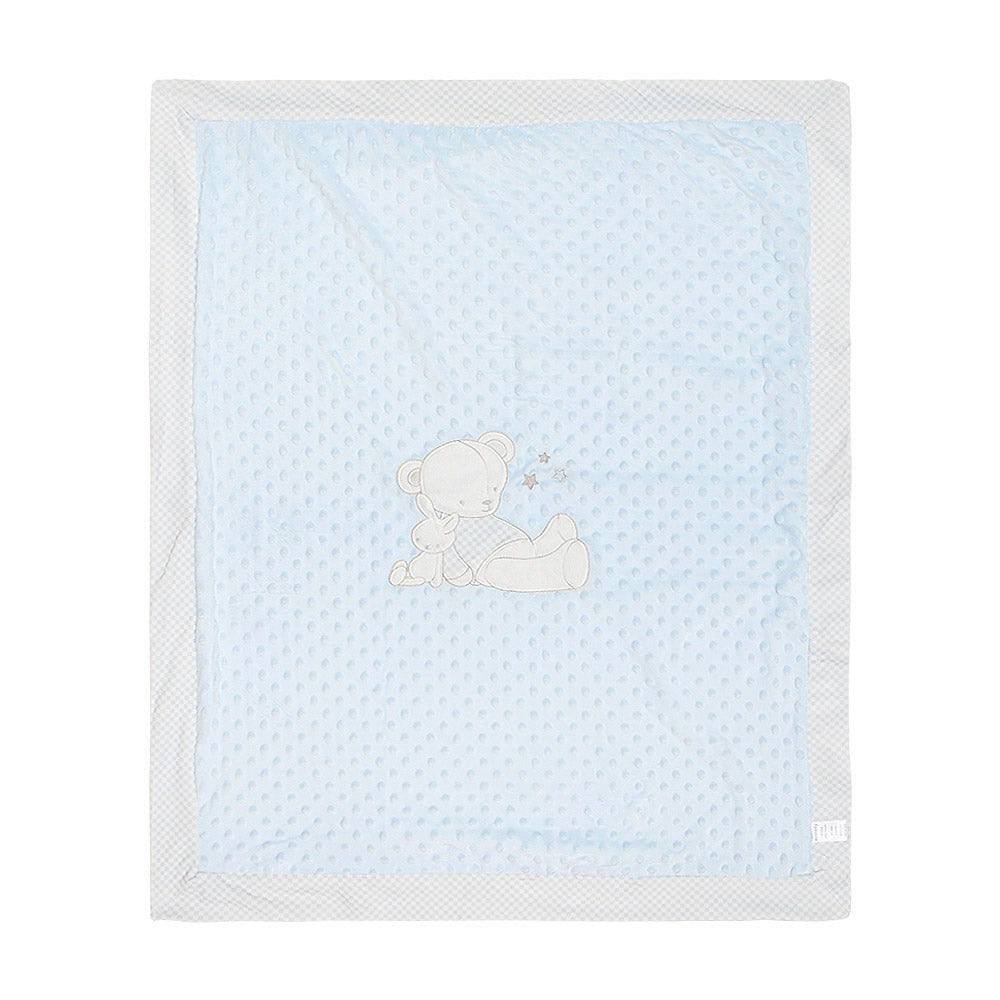 BLANKET BLUE MINKY TEDDY & BUNNY
