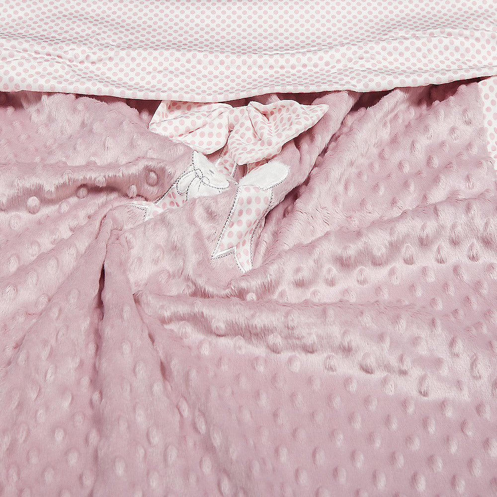 BLANKET TEA PINK MINKY TEDDY & BOW