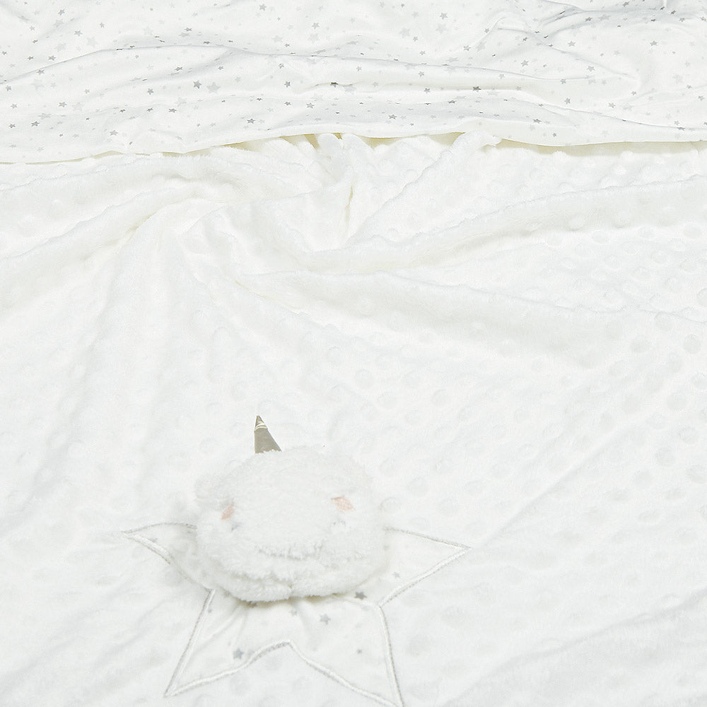 BLANKET WHITE MINKY STARS