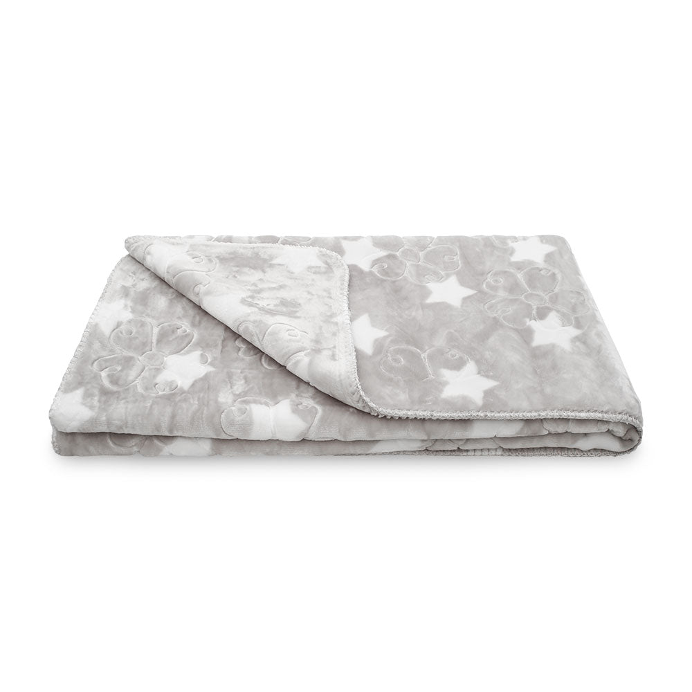 BLANKET GREY FLORAL STAR EMBOSSED