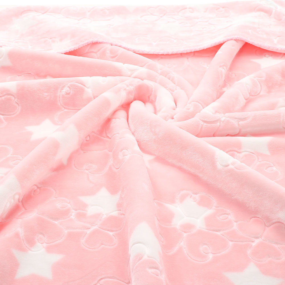 BLANKET PINK FLORAL STAR EMBOSSED