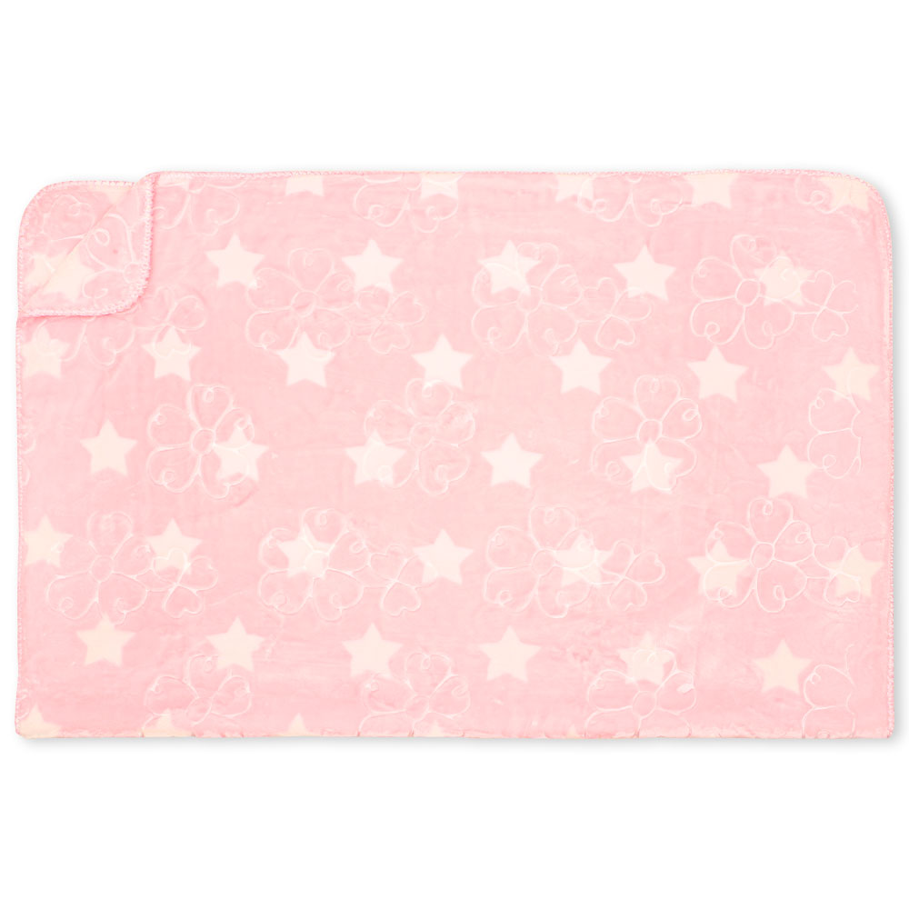 BLANKET PINK FLORAL STAR EMBOSSED
