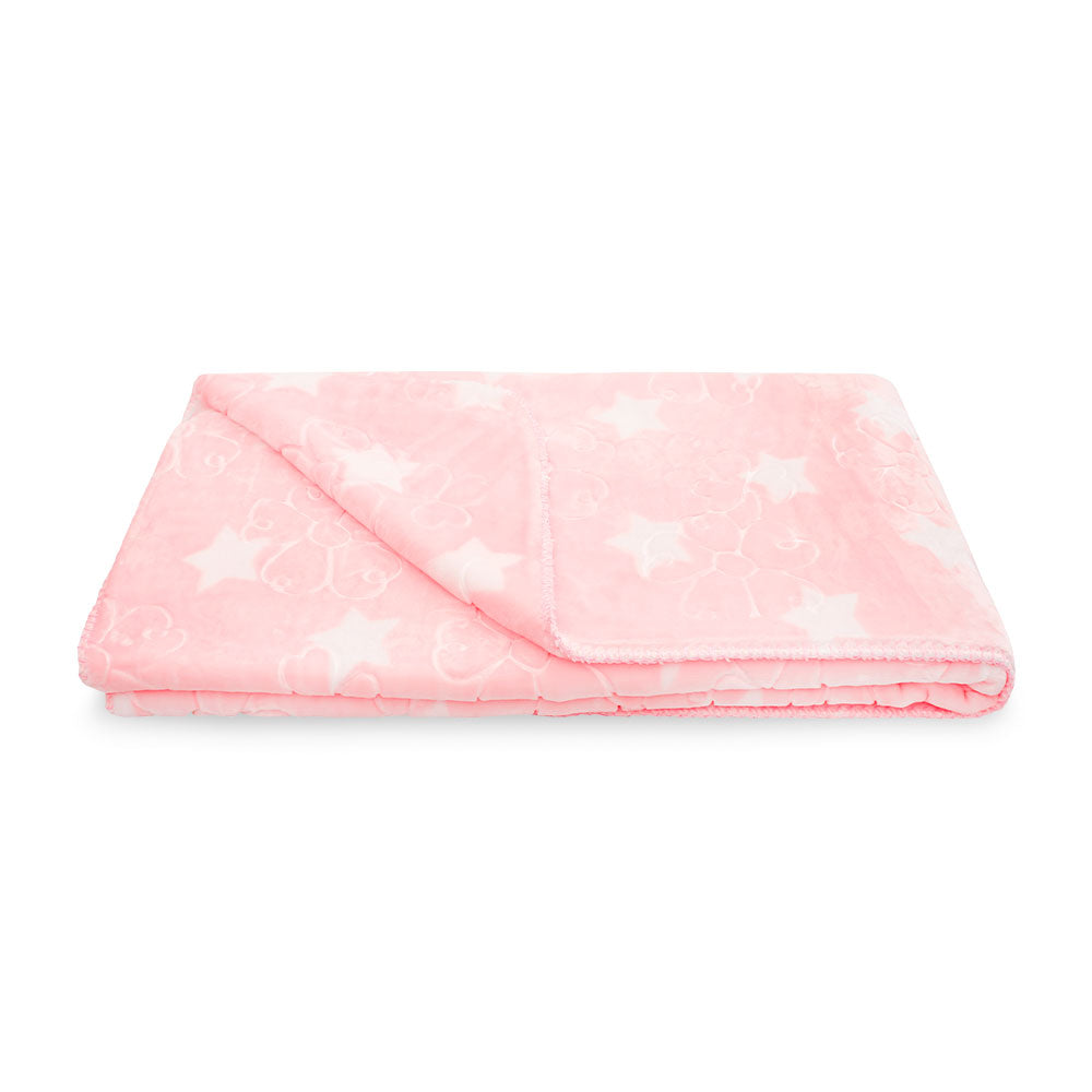 BLANKET PINK FLORAL STAR EMBOSSED