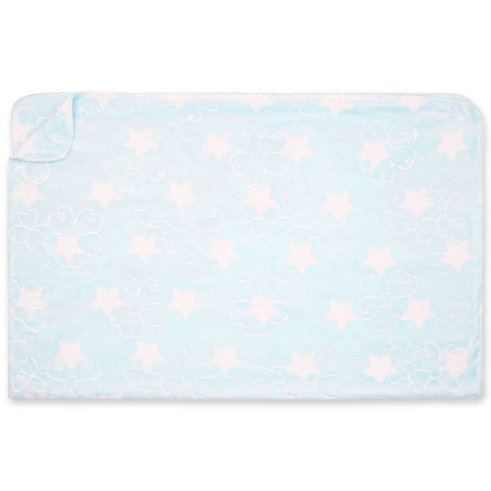 BLANKET BLUE FLORAL STAR EMBOSSED
