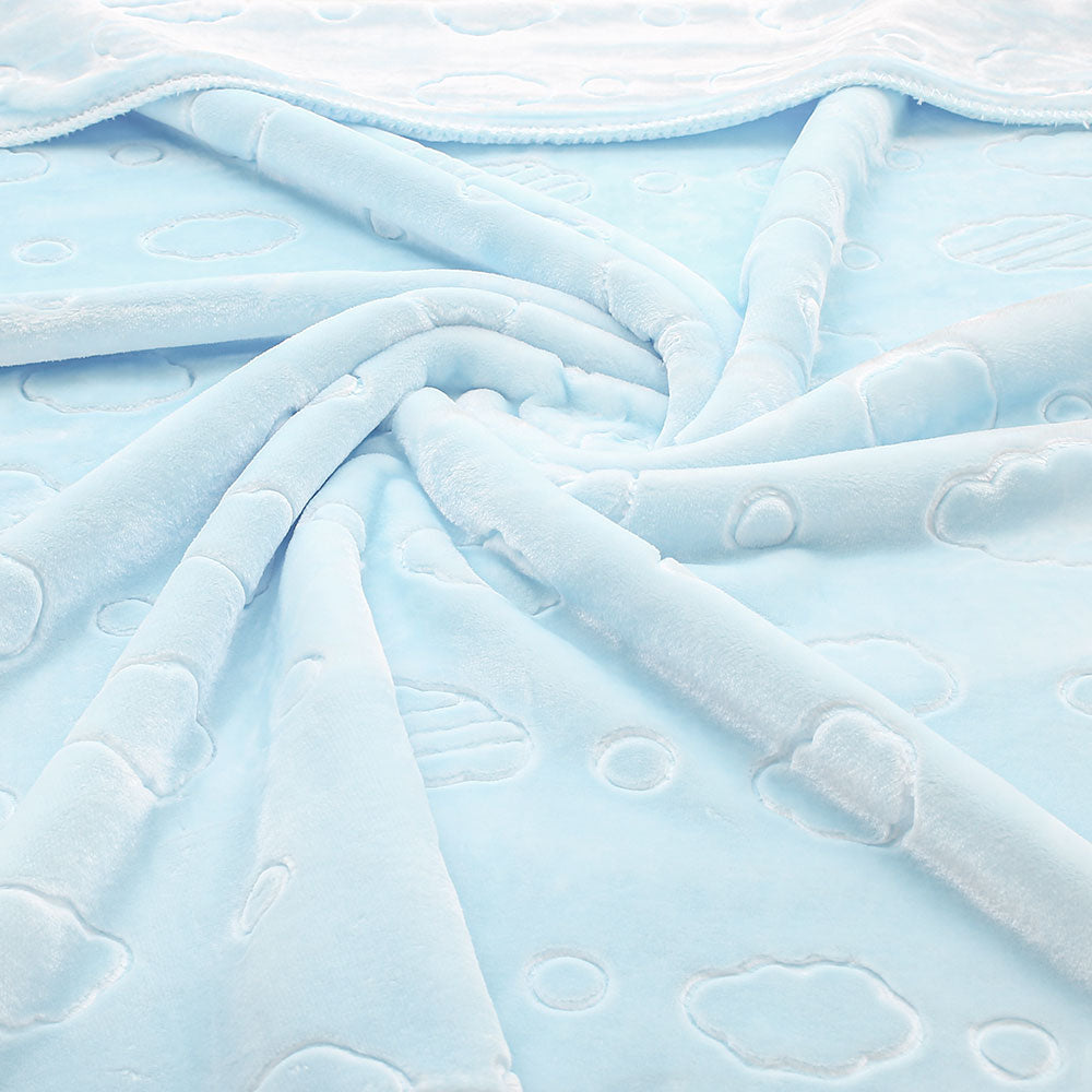 BLANKET BLUE CLOUD EMBOSSED