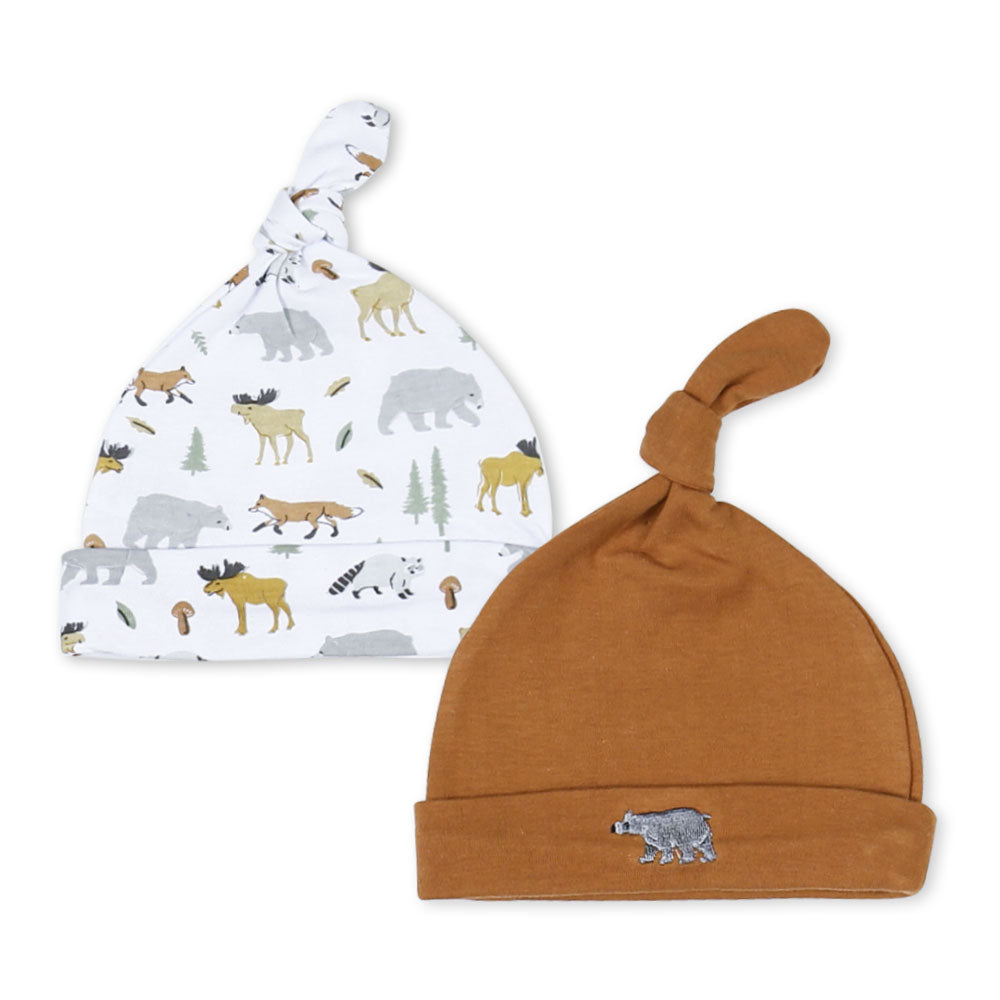 BABY CAPS PK-2 & BOOTIES PK-2 BROWN BEARS
