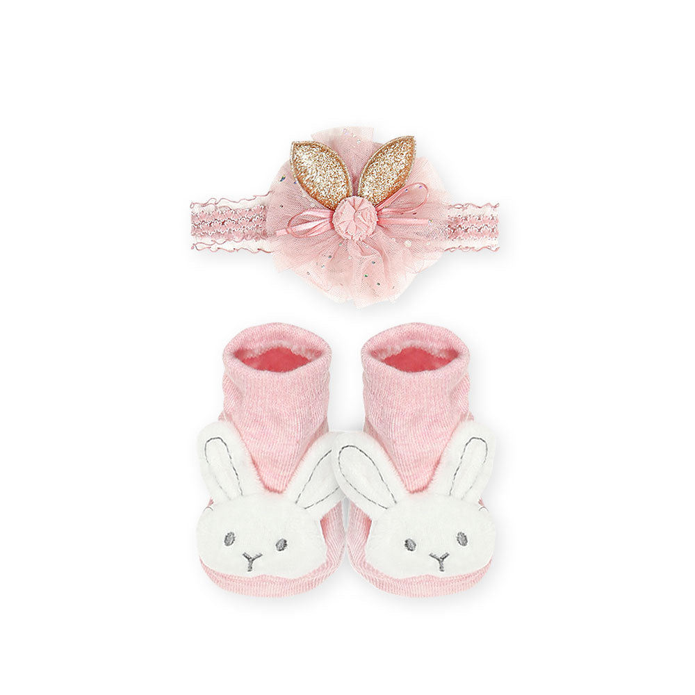BOOTIES & HAIR BAND PINK BUNNY