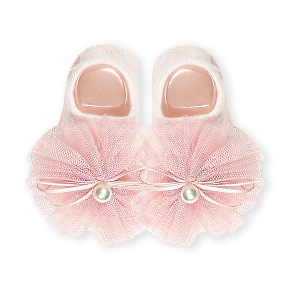 BOOTIES & HAIR BAND TEA PINK PEARLY CROWN