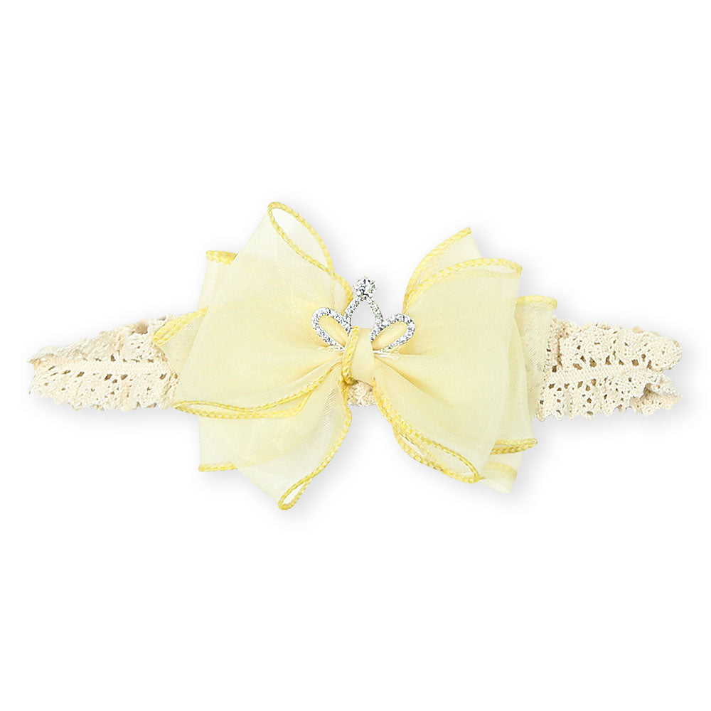 BOOTIES & HAIR BAND BEIGE BOW CROWN