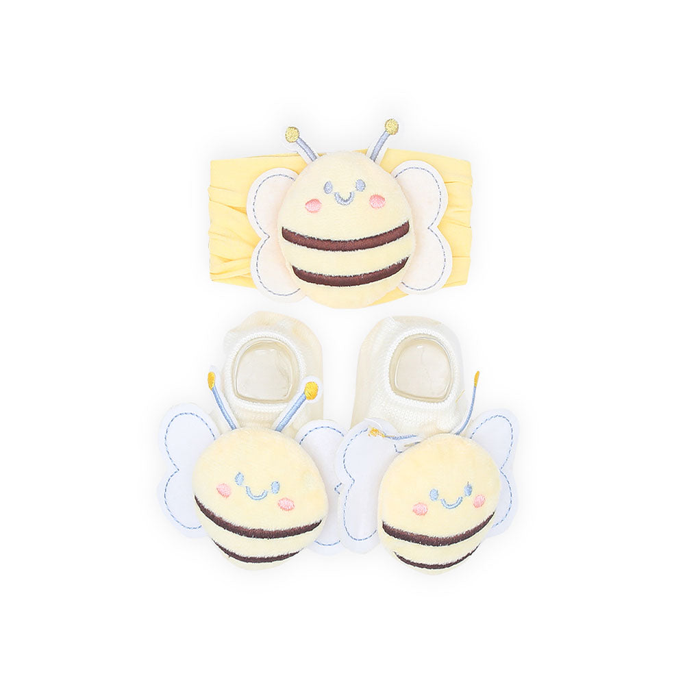 BOOTIES & HAIR BAND YELLOW BEE