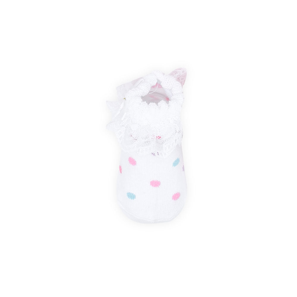 BOOTIES & HAIR BAND PINK DOTTED BOW