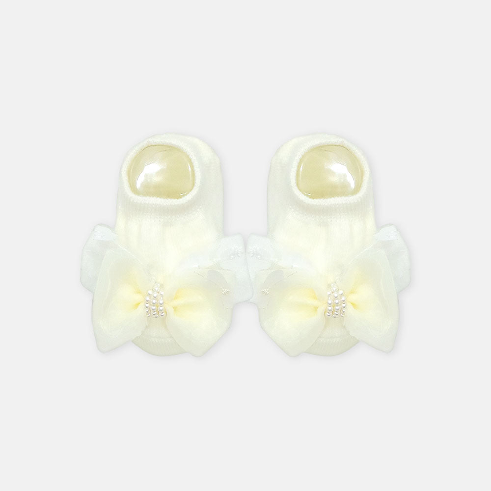 BOOTIES & HAIR BAND LEMON PEARL BOW