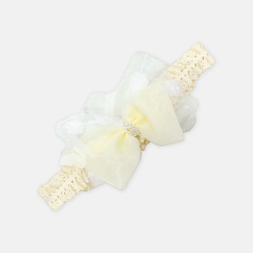 BOOTIES & HAIR BAND LEMON PEARL BOW
